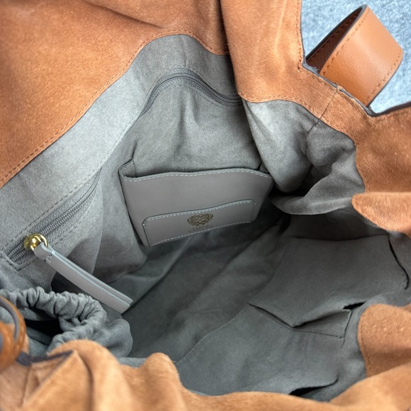 Vince Camuto Dario Leather Shoulder Bag Purse Pleated Interior Pockets Brown - Picture 6 of 16